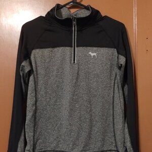 Pink by Victoria's Secret 1/3 Zip Pullover JACKET Sz M Medium-BLACK AND GRAY